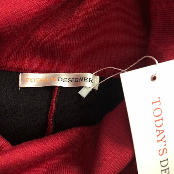 Today’s Designer black/red knit ruana poncho One Size - Picture 4 of 4